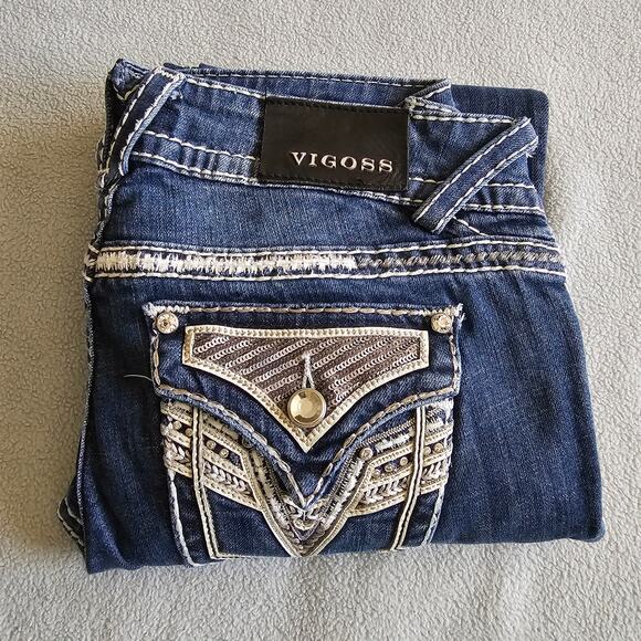 Vigoss Slim Boot Jeans Womens 31Wx31.5L Medium Wash Stretch Waist New York Fit - Picture 6 of 12